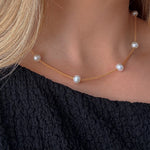 Pearl necklace on a gold vermeil chain