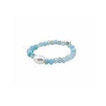 Dainty greeny blue amazonite gemstone and pearl ring