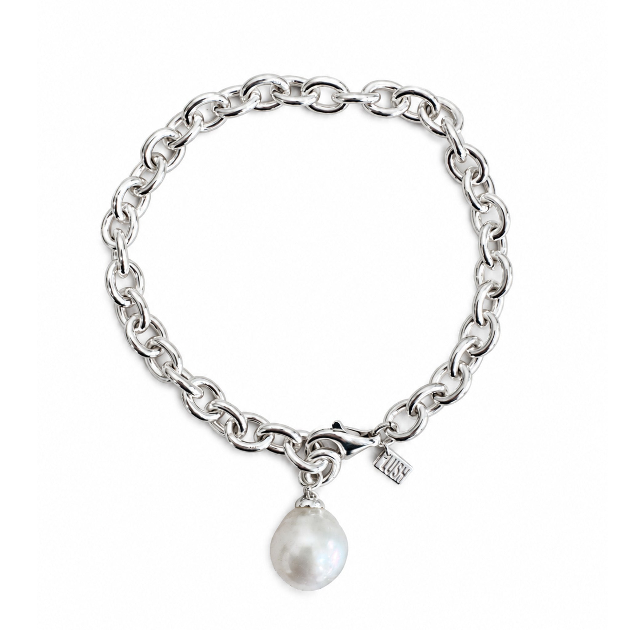 Australian south sea pearl bracelet with heavy sterling silver chain