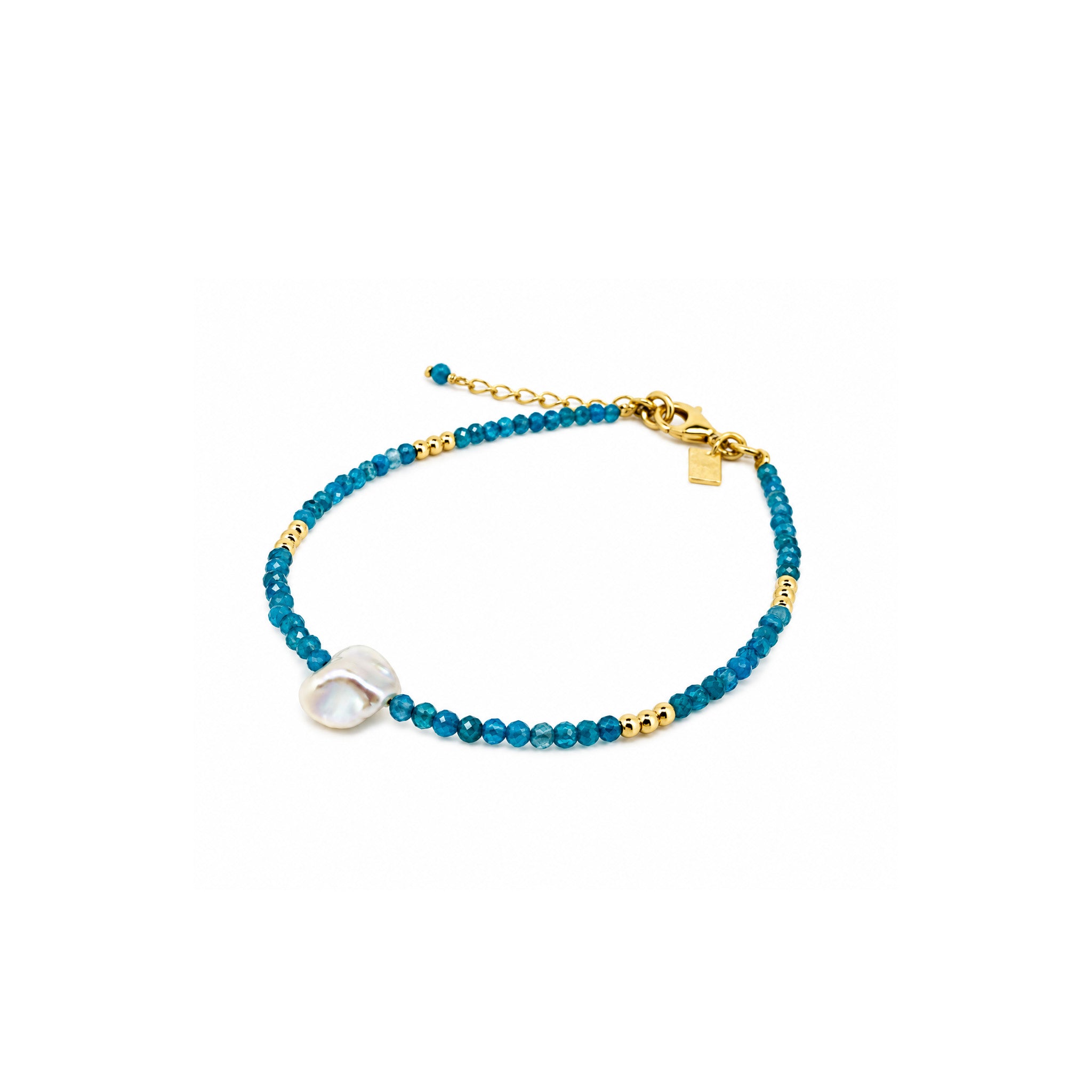azure breeze apatite pearl bracelet gold vermeil blue gemstones freshwater pearls coastal jewellery australia
