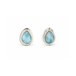 Ocean-inspired larimar stud earrings in sterling silver by Lush Designs