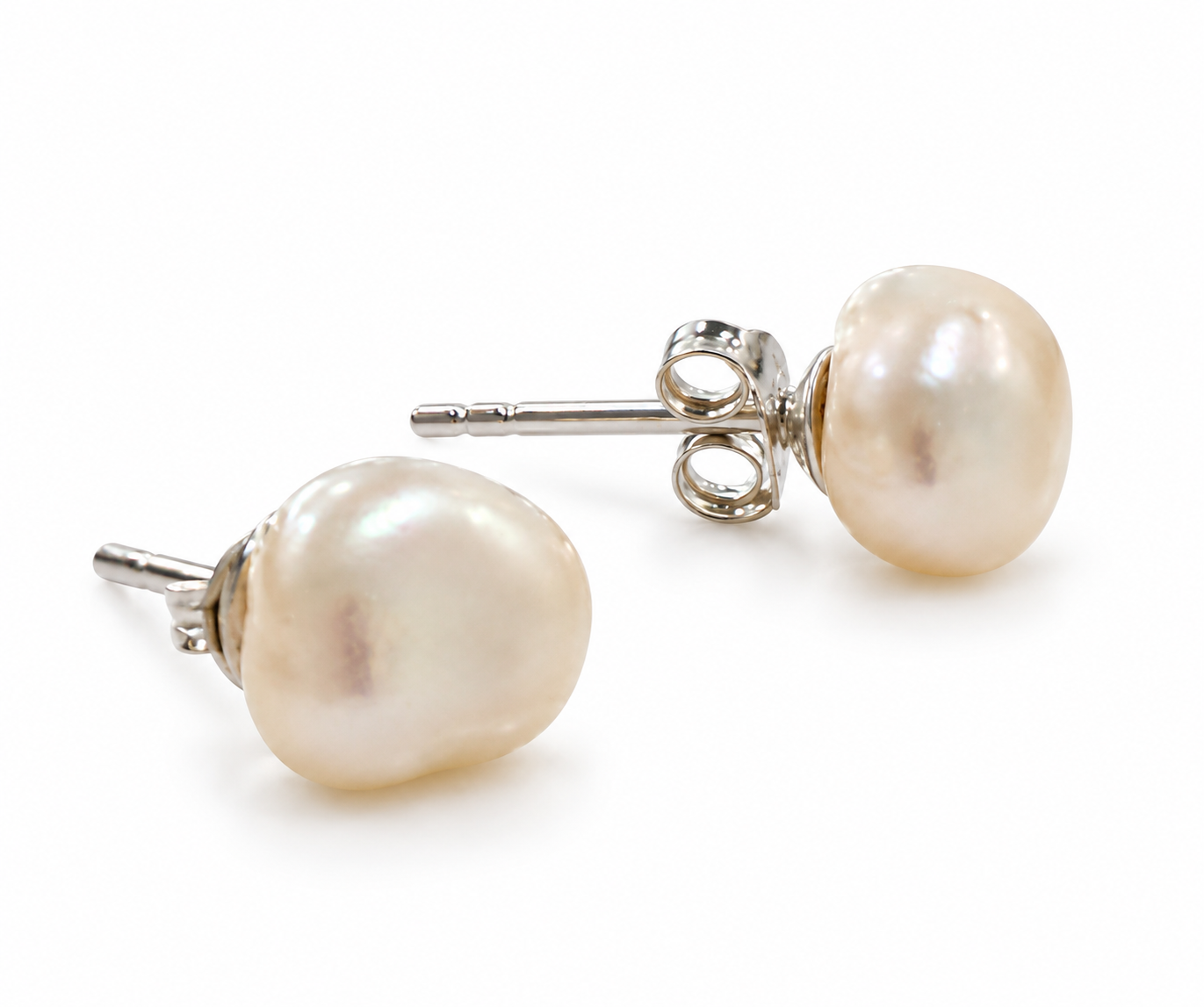 Baroque Pearl Studs 7mm in sterling silver by Lush Designs Jewellery Australia