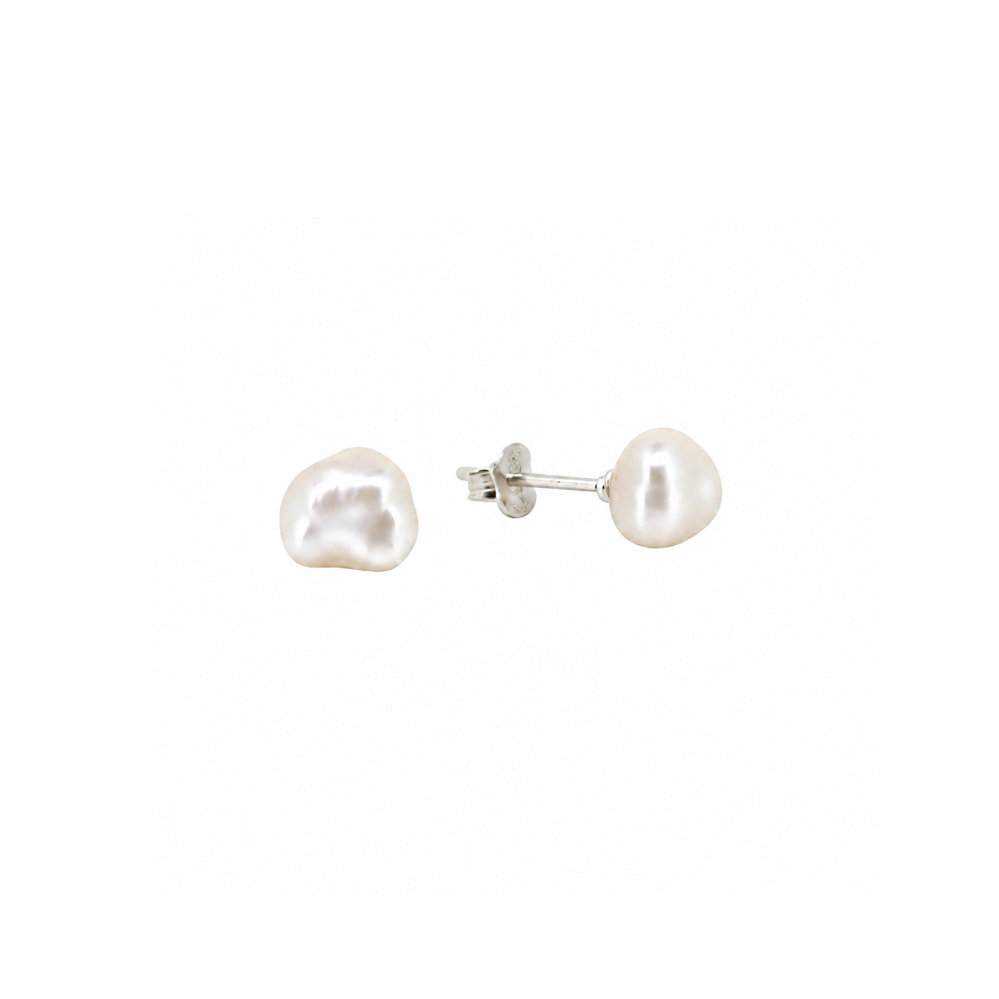 freshwater Baroque Pearl Studs 7mm in sterling silver by Lush Designs Jewellery Australia