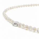 bead necklace with sterling silver shell charm