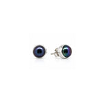 Sterling silver bezel black pearl stud earrings 8mm side view