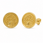 Gold vermeil Boab Tree stud earrings featuring an intricate Australian boab tree design, designed in Broome, Western Australia.