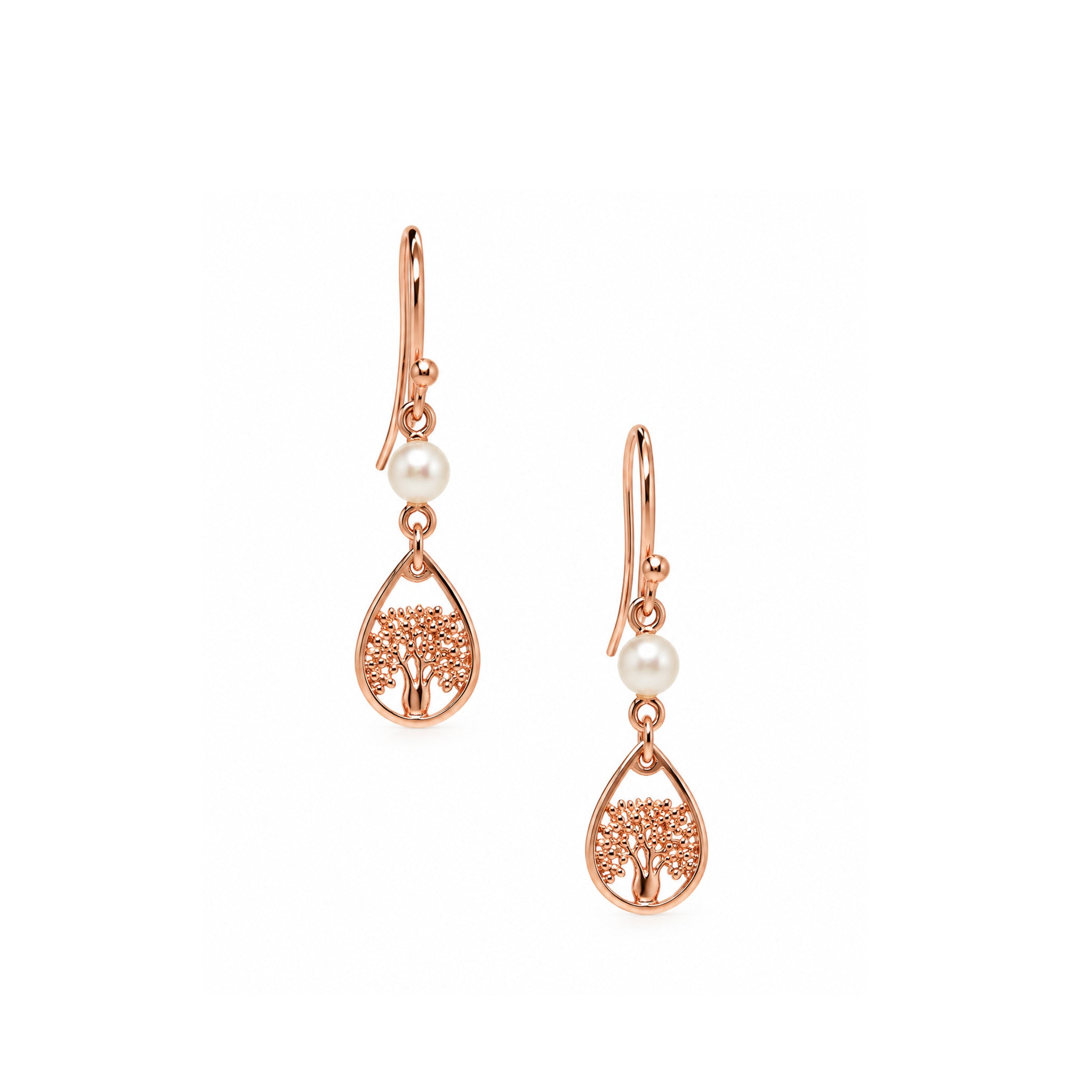 Rose gold vermeil boab pearl dew drop earrings with freshwater pearls designed in Broome Western Australia