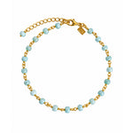 Caribbean Dreams Larimar Anklet Gold featuring blue larimar gemstones and 18k gold vermeil over sterling silver by Lush Designs Jewellery