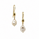 Coastal Dew Drop 12mm baroque pearl hook earrings in gold vermeil by Lush Designs Jewellery Australia