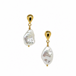 Coastal Dew Drop Baroque Pearl Studs with 12mm freshwater pearls and gold vermeil by Lush Designs Jewellery Australia