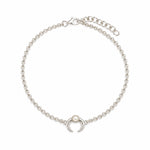 Crescent Moon Pearl Anklet in 925 sterling silver featuring a delicate moon charm, freshwater pearl and adjustable silver chain by Lush Designs Jewellery.