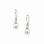 Dainty Drop White Pearl Earrings Silver with white pearls and sterling silver hooks by Lush Designs Australia