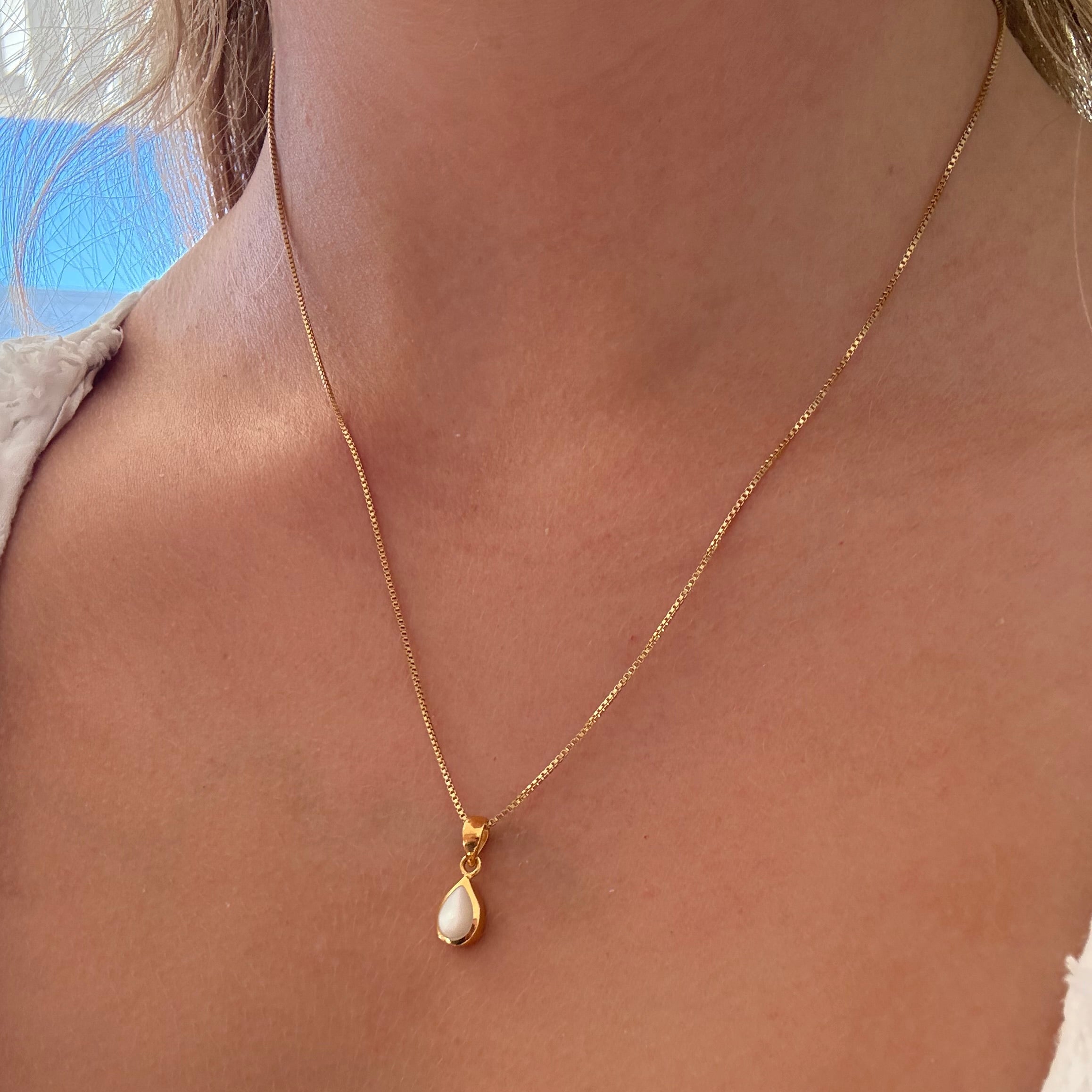 Dainty Morning Dew Drop Pendant in gold vermeil over sterling silver by Lush Designs Jewellery Australia