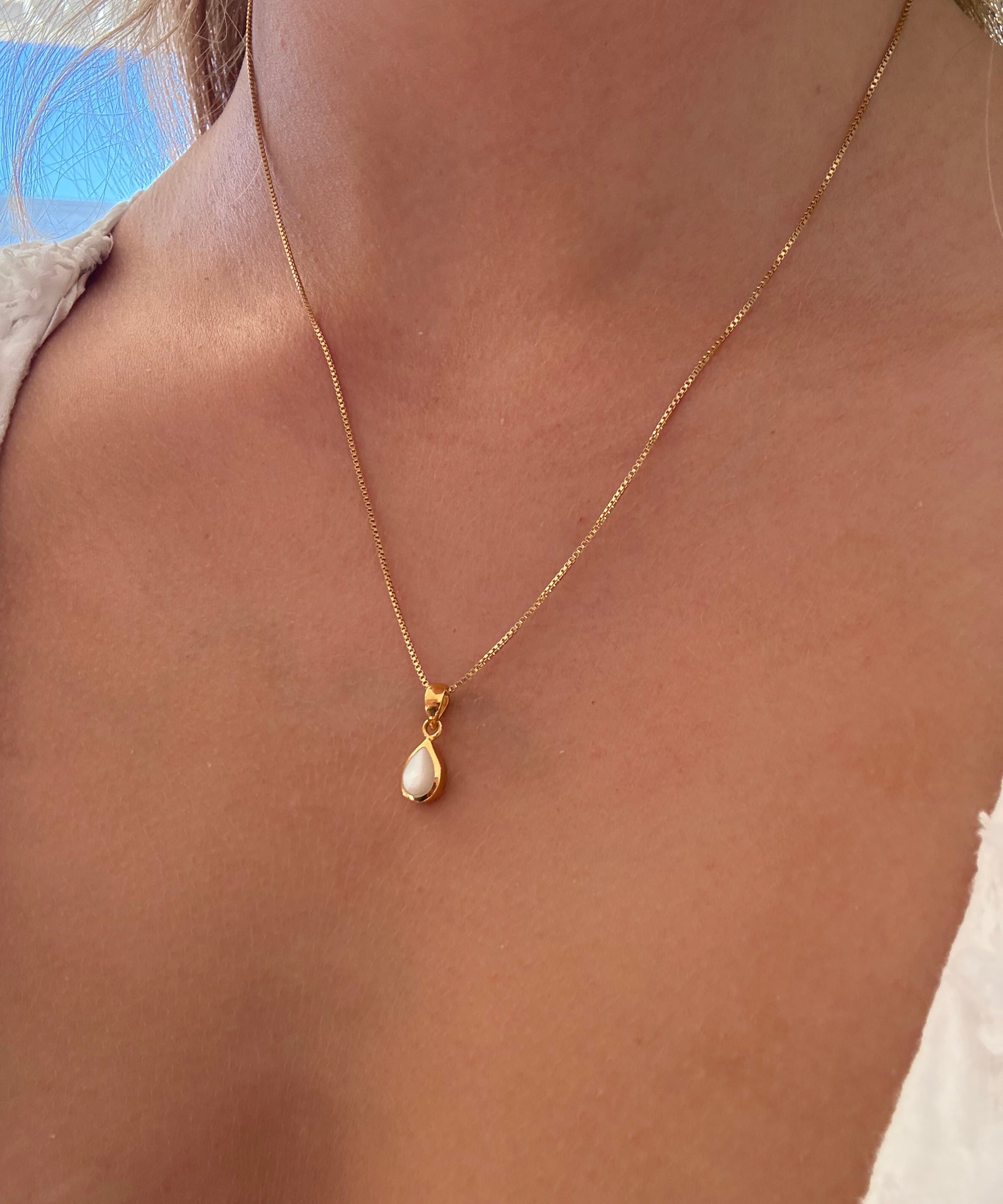 Dainty Morning Dew Drop Pendant in gold vermeil over sterling silver by Lush Designs Jewellery Australia