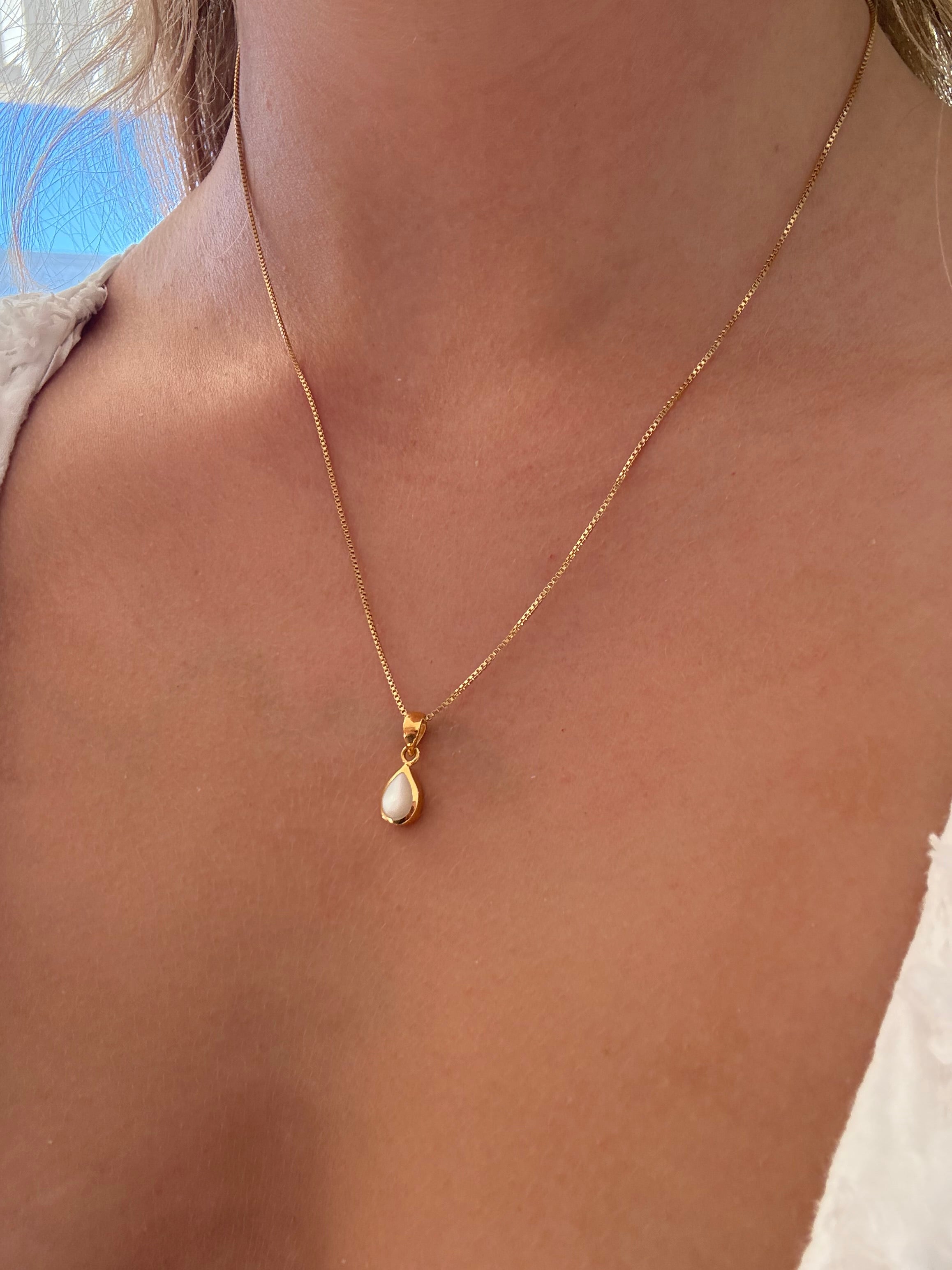 Dainty Morning Dew Drop Pendant in gold vermeil over sterling silver by Lush Designs Jewellery Australia
