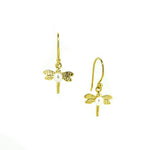 Gold Dragonfly earrings with a pearl 