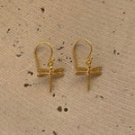 gold dainty dragonfly hook earrings gold