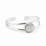 Bezel pearl silver cuff