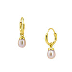 Eternal Summer Sunset pearl sleepers gold with peach freshwater pearls designed in Broome Western Australia