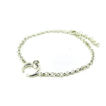 Full Moon Pearl Bracelet in sterling silver with crescent moon and freshwater pearl – flat lay