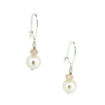 hook earrings with pearl and pink opals