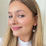 White mabe pearl hook silver earrings 