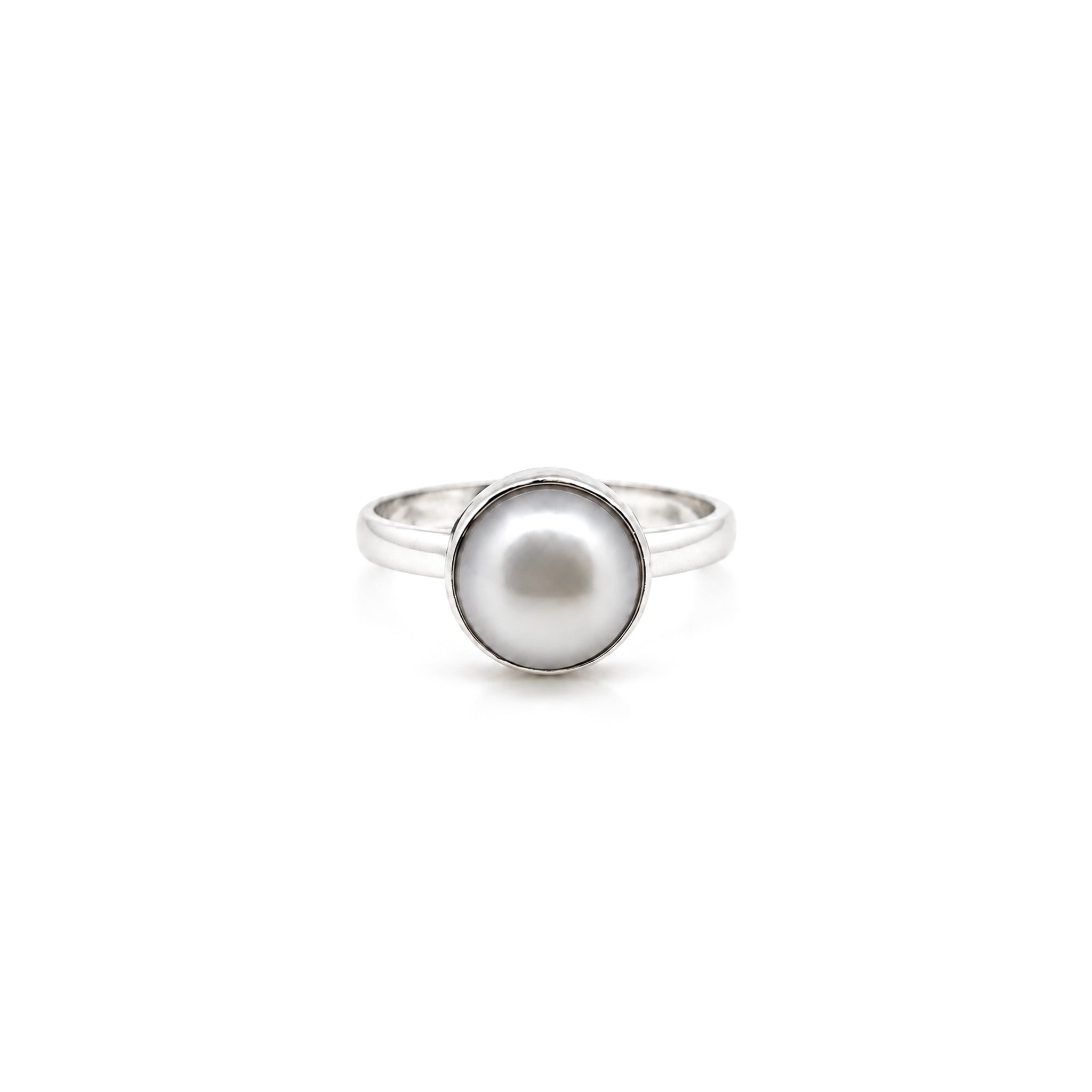 Sterling silver freshwater pearl Full Moon Ring by Lush Designs Jewellery