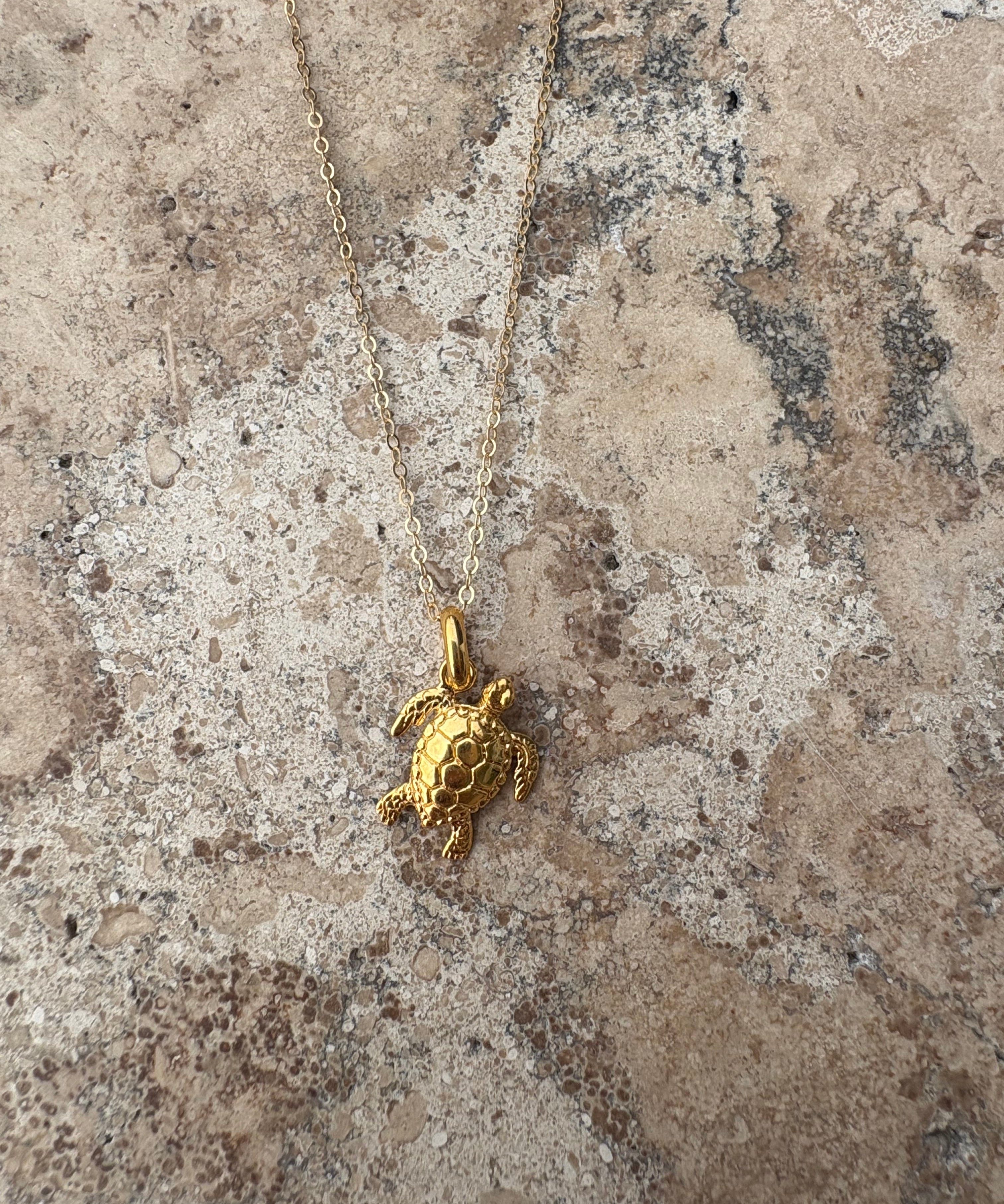 Gold turtle pendant crafted in gold vermeil over 925 sterling silver