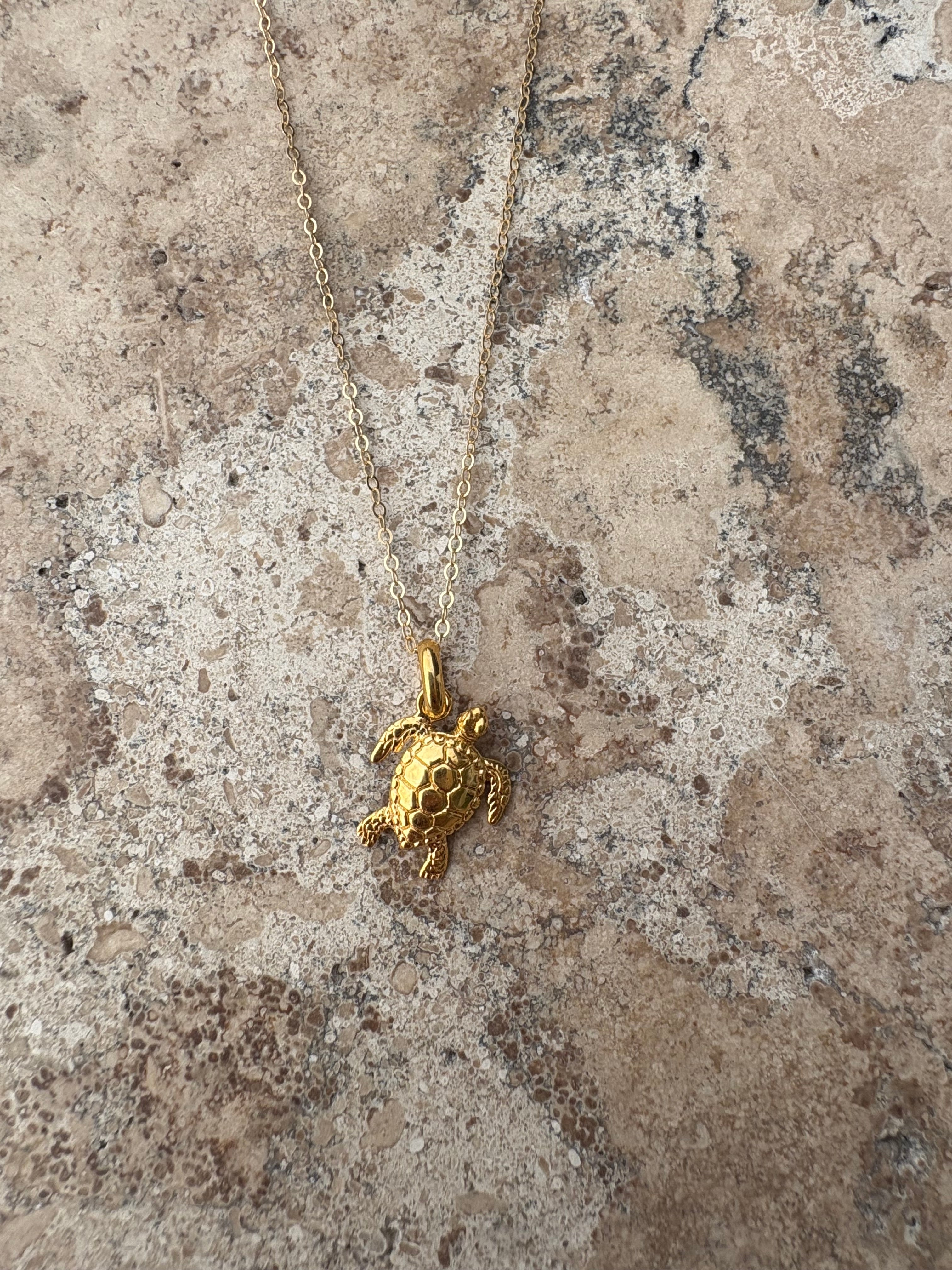 Gold turtle pendant crafted in gold vermeil over 925 sterling silver