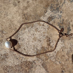 Keshi Pearl Anklet crafted in premium rose gold vermeil over sterling silver featuring genuine freshwater keshi pearls with a delicate coastal design.
