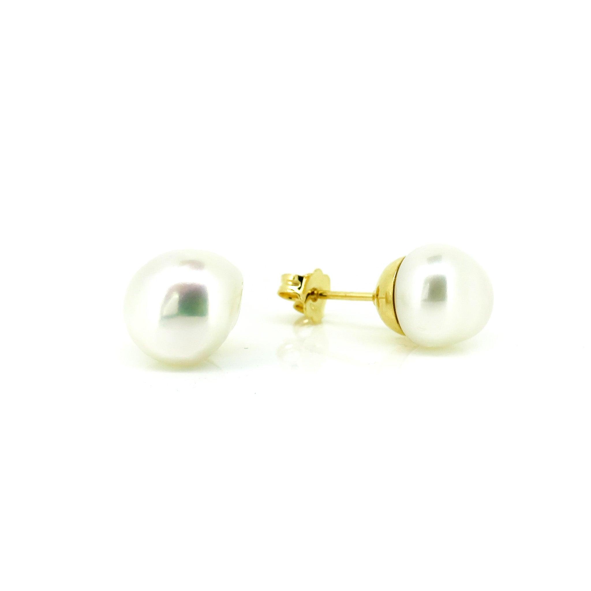 11m keshi pearl studs set in gold vermeil 