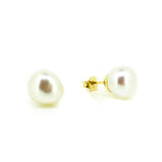 keshi pearl studs 12mm set in gold 