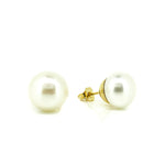 bold white keshi 13mm pearl studs set in gold vermeil 