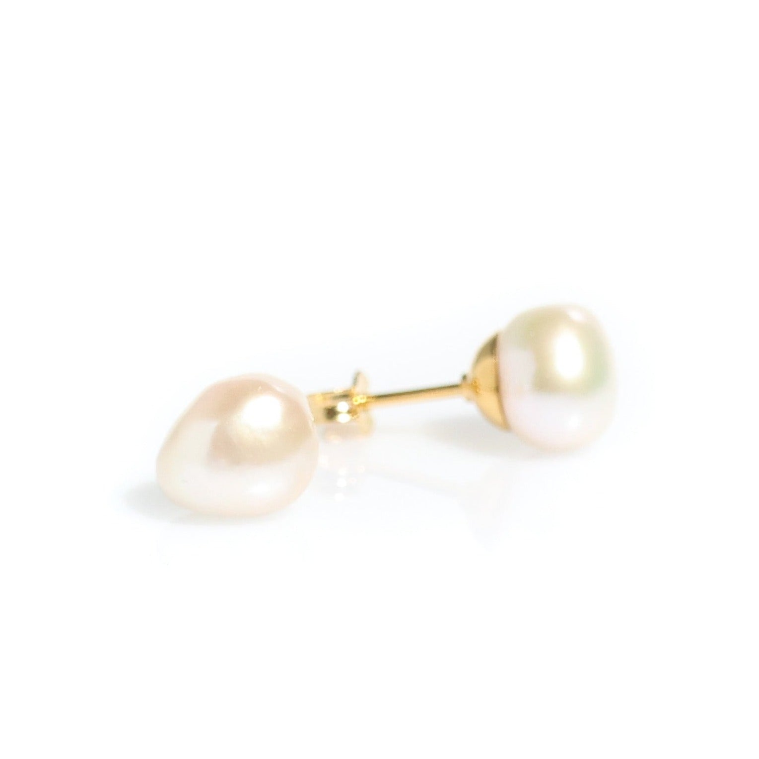 keshi pearl studs 8mm gold vermeil 