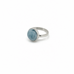 round Larimar stone silver ring