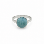 Silver ring with Larimar round stone