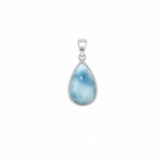 Medium Larimar Dew Drop Pendant in 925 sterling silver featuring a natural teardrop-shaped blue Larimar gemstone.