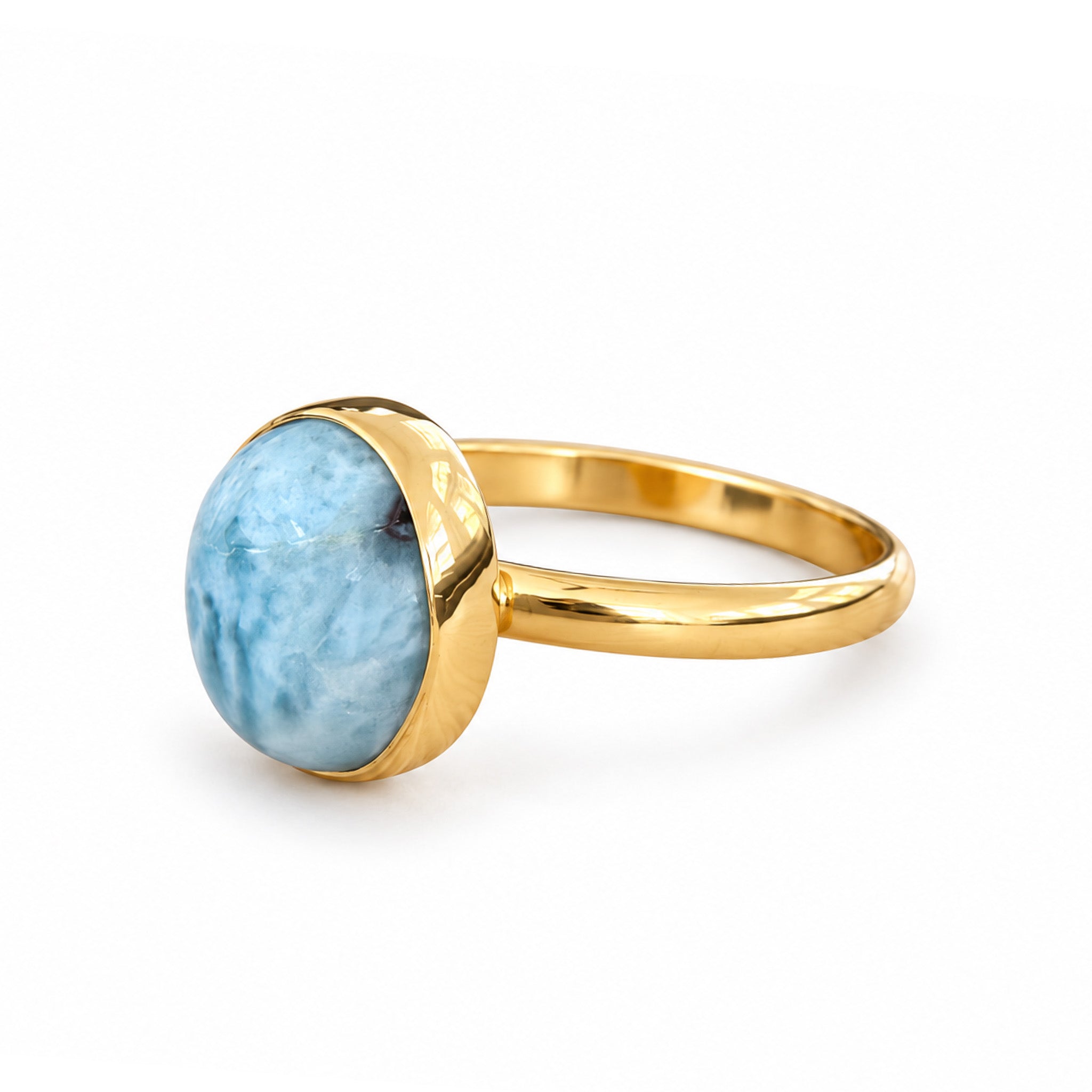Natural blue larimar gold ring by Lush Designs Jewellery Australia