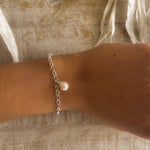 sterling silver bracelet with a dainty pearl