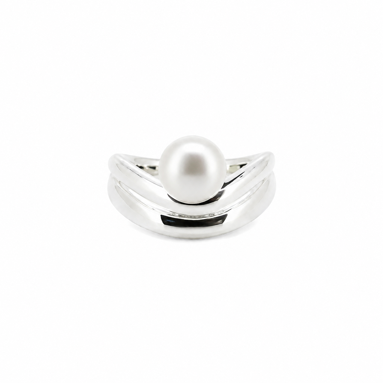Moon Tide Pearl Ring Silver