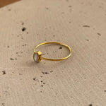 Moonlit Tide Dainty Opal Ring Gold