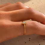 Moonlit Tide Dainty Opal Ring Gold