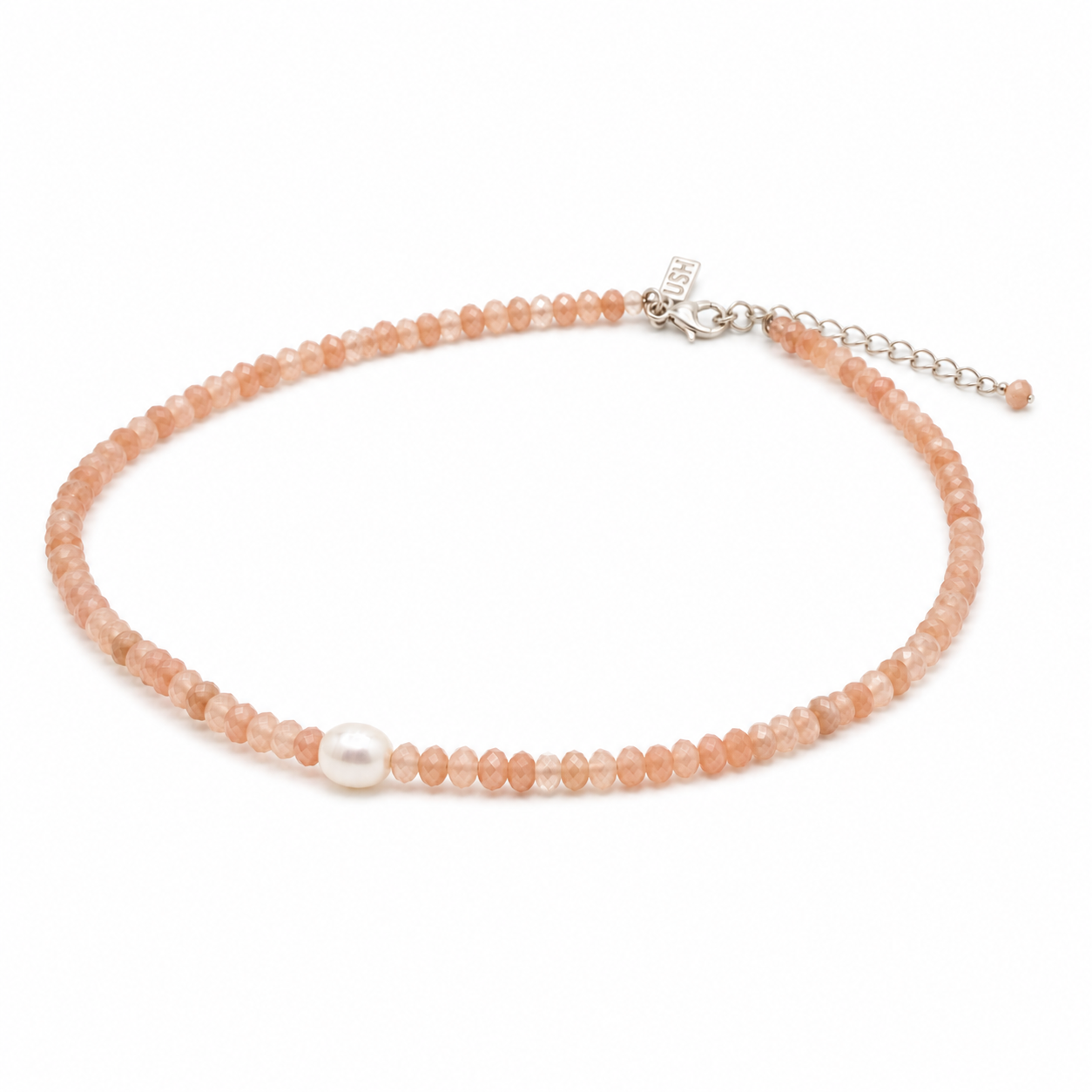 gemstone moonstone beaded necklace with pearl