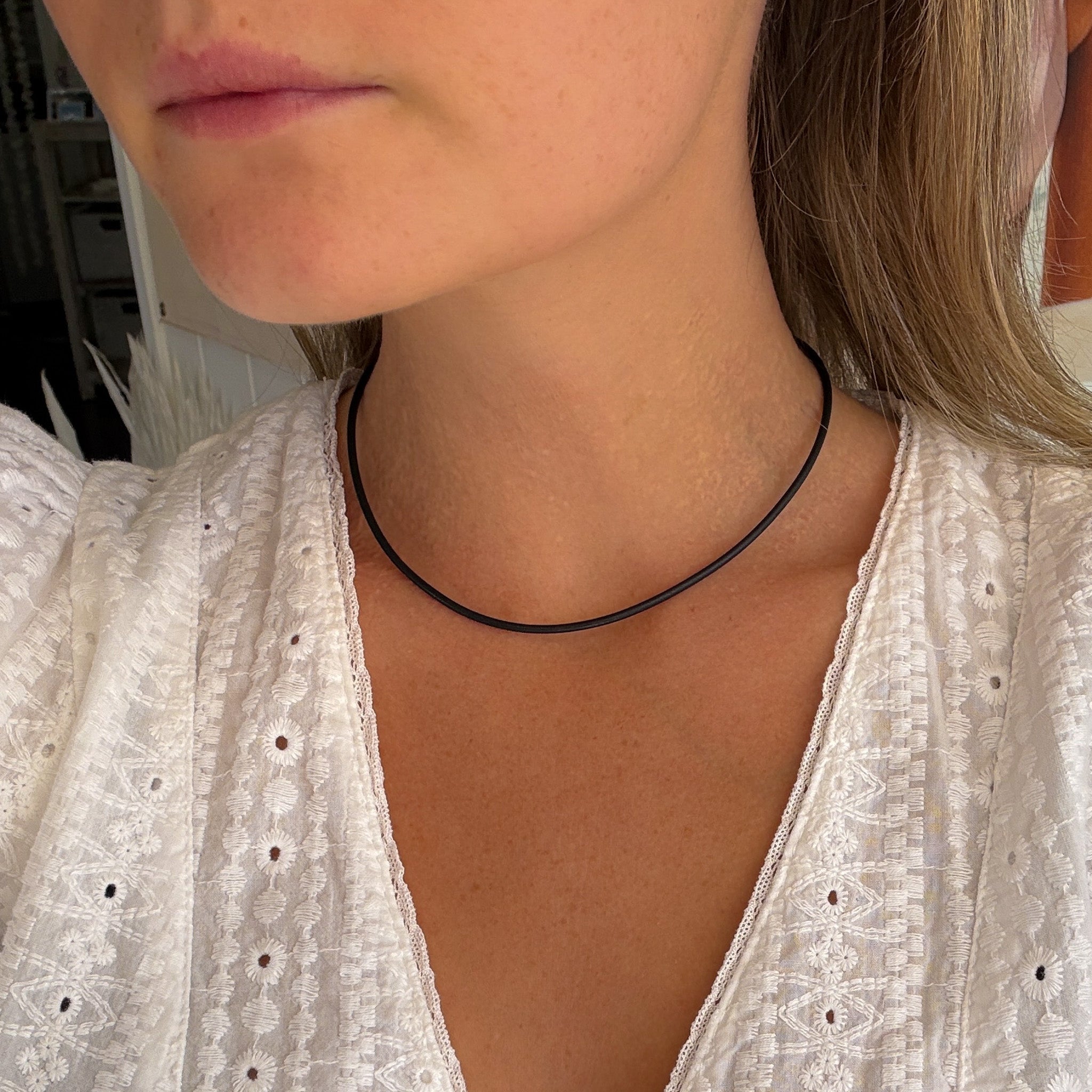 Neoprene Necklace 2mm With Sterling Silver Lobster Clasp