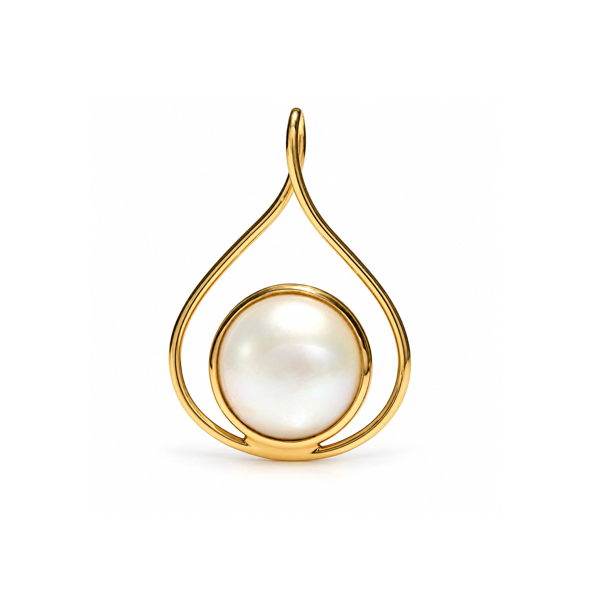 full moon white mabe pearl pendant in gold vermeil australian designed