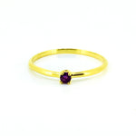 dainty gold ring with amethyst gemstone