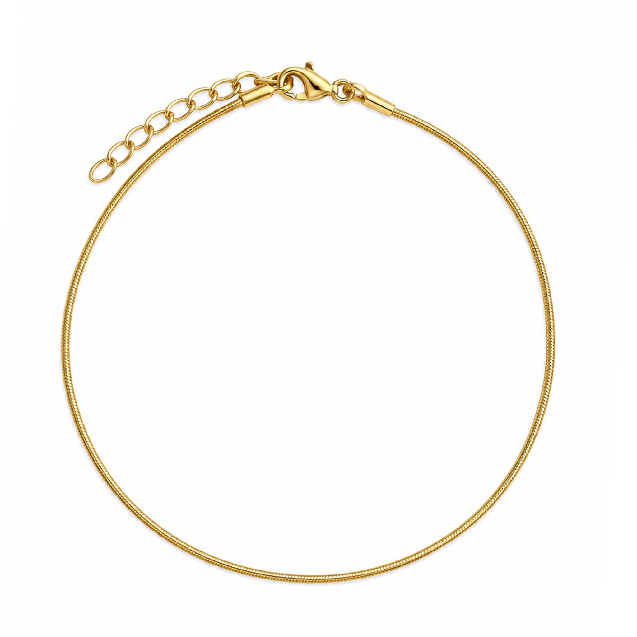 Ocean Current Anklet Gold featuring a smooth snake chain crafted from 18k gold vermeil over sterling silver with an adjustable extension chain by Lush Designs Jewellery.