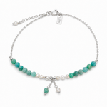 Ocean Spell Pearl Anklet Amazonite | Dainty Sterling Silver Anklet with Amazonite Gemstones & Pearls