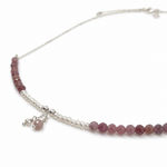 Dainty necklace with ruby gemstones and pearls