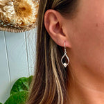 Oceanic Diamonds pearl earrings in 925 sterling silver with open teardrop frame designed in Broome Western Australia
